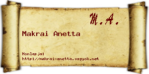 Makrai Anetta névjegykártya